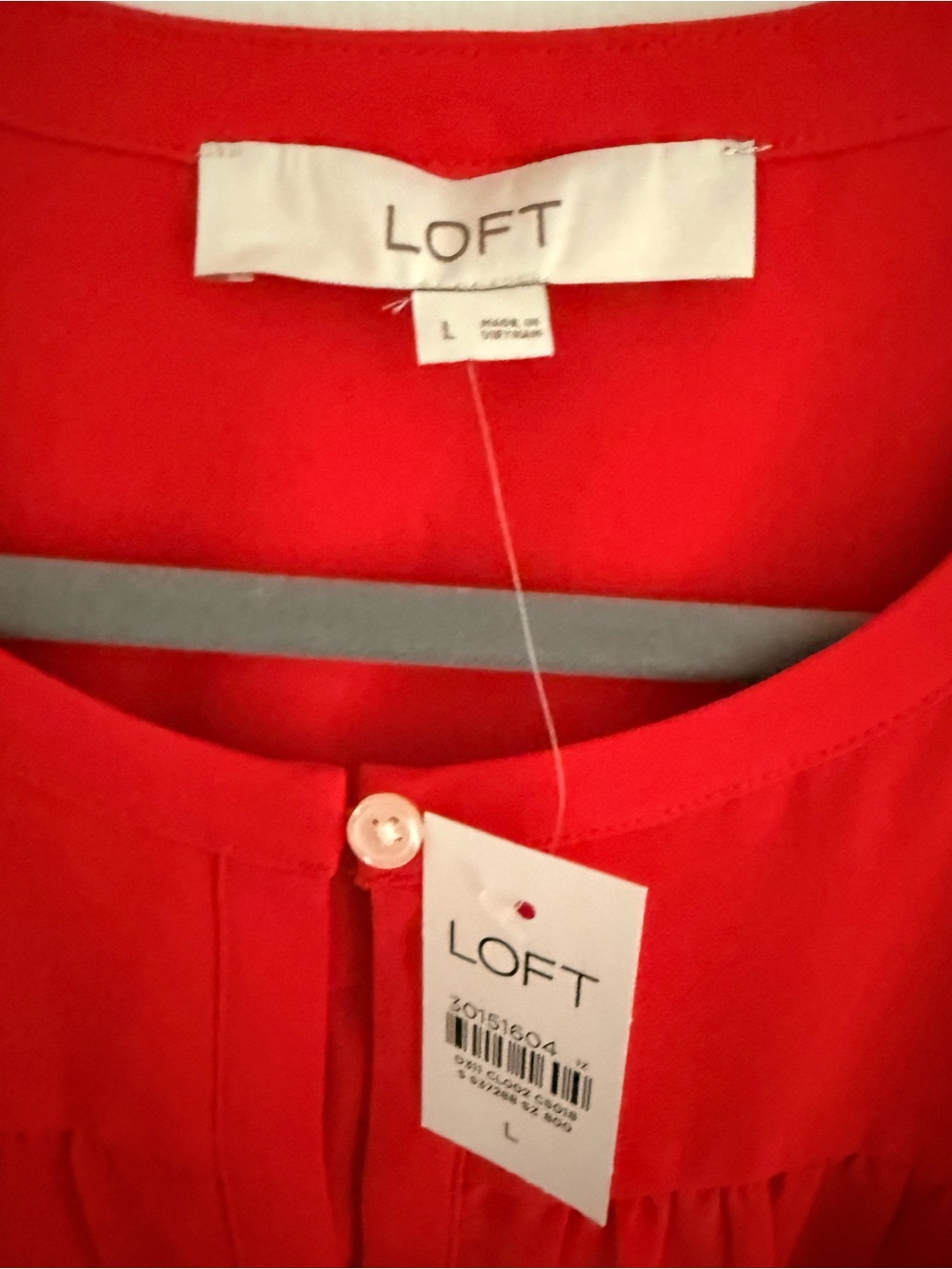 LOFT Red Pleated Front Blouse